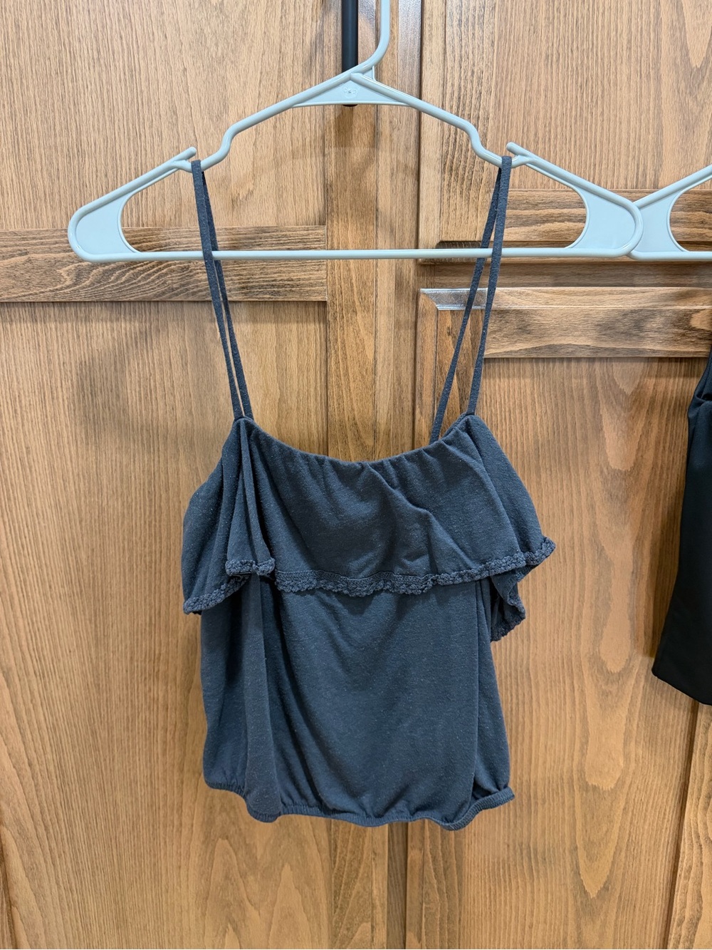 American Eagle Black Ruffle Off Shoulder Cami Tank Top Medium